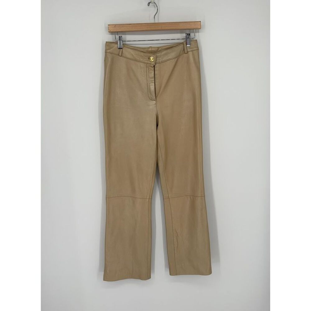 St. John Collection Gold Metallic Cream Boot Cut Pants